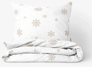 Goldea karácsonyi pamut ágyneműhuzat - hópelyhek fehéren 140 x 200 és 70 x 90 cm