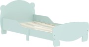 AIYAPLAY Montessori Gyermekágy 3-6 Éveseknek, 140x70 cm-es EGYÁGYAS Gyerekágy Antidőzítő Korlátokkal és Medveformájú Fa Rácsos Alap a Gyerekszobába, Z