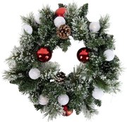 Karácsonyi koszorú piros-fehér 45 cm LED-del és időzítővel - Jack