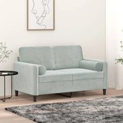 2 db világosszürke bársony díszpárna Ø15x50 cm