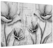 Kép - Fekete-fehér virágok a háttérben (70x50 cm)