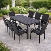 Furnigo Essen 1+8 kerti rattan bútor szett - fekete