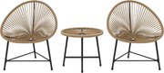 Outsunny Poly Rattan Kerti Bútor Szett, Kültéri Lounge Erkély Bútor 2 Személy Részére, 3 Darabos Ülőgarnitúra 2 Székkel és Asztallal, Időjárásálló Ker