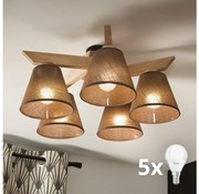 Brilagi - LED  Felületre szerelhető csillár  ANTHONY 5xE14/40W/230V tölgy/barna