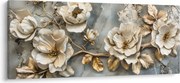 Kép - Márvány háttér virágokkal (120x50 cm)