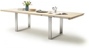 DAYTON Fehérített Tömör tölgyfa Bővíthető Étkezőasztal - Szálcsiszolt acél lábbal 180-280cm