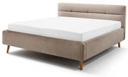 Bézs kárpitozott franciaágy tárolóhellyel ágyráccsal 160x200 cm Lotte – Meise Möbel