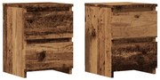 2 db antik fa színű szerelt fa éjjeliszekrény 30 x 30 x 40 cm