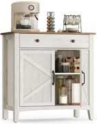 Tálalószekrény magasságban állítható polccal, 40 x 80 x 80 cm, fehér és mézbarna