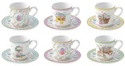 Spring Bloom húsvéti porcelán eszpresszó kávés csésze 6 személyes szett díszdobozban