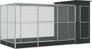 vidaXL ezüst színű acél madárház kiterjesztésekkel 416 x 203 x 216 cm