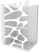 Mexen Kioto+, Walk-In zuhanyparaván polccal és akasztóval 140 x 200 cm, 8 mm átlátszó üveg fehér mintás, fehér profil, 800-140-121-20-97