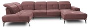 Rózsaszín bársony sarokkanapé (bal oldali-U alakú) Bretan – ELTAP