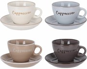 4 db Cappuccino 220 ml-es kőagyag csésze éscsészealj szett, vegyes színekben