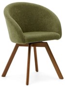 Zöld kárpitozott karfás étkezőfotel Marvin – Kave Home