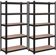 2 db-os nagy teherbírású fém polcos készlet, 40 x 90 x 180 cm, fekete