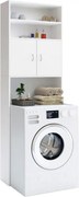 SILKE mosógép fölé helyezhető magas szekrény, 185×63×20 cm, fehér Casaria