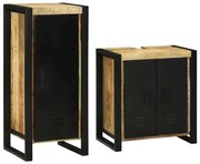 Fürdőszoba bútor szett tárolóval 2 pcs Barna Tömör Mangófát