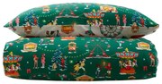 Zöld pamut gyerek ágyneműhuzat babaágyhoz 120x150 cm Christmas Fairground – Belle &amp; Boo