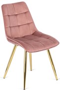 Rózsaszín Bársony Étkezőszék Arany Lábbal. CARO