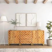 3 db barna-fekete tömör mangófa tálalószekrény 60x33,5x75 cm