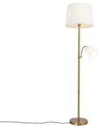 Klasszikus állólámpa bronz szövetbúrával fehér olvasólámpával - Retro