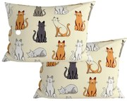 2 db díszpárnahuzat szett COLORED CATS BLEND 50x70 cm, krémszínű