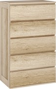 HOMCOM 5-Fiókos Fiókos Szekrény Modern Stílusban, Puha Zármechanikával - 60 x 38 x 100 cm, Természetes Fa | Aosom