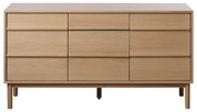 Natúr színű alacsony komód tölgyfa dekorral 75x140 cm Ponza – Unique Furniture