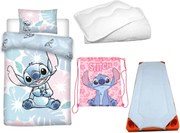 Disney Lilo és Stitch, A csillagkutya Pastel Blue Paradise gyerek, ovis ágyneműhuzat, derékalj, tornazsák és paplan/párna szett 100x135 cm 40x60 cm