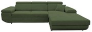 Kihúzható, jobbos L-alakú sarokülőgarnitúra tárolóval CASTELO, zöld