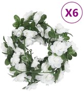 6 db fehér karácsonyi virágfüzér 240 cm