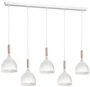 Luminex Csillár zsinóron NOAK 5xE27/15W/230V fehér/bükkfa LU3711