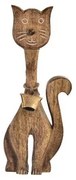 InDecor Mangófából készült macska csengővel, 10 x4 x 30 cm, S