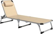 Outsunny Összecsukható Napozóágy Párnával Ergonomikus Hátmasszázs Állítható Háttal 120 kg Terhelhetőséggel Kerti, Teraszi, Úszómedences, Strandhasznál