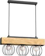 Csillár zsinóron MENTON 3xE27/15W/230V fekete/barna/tölgy