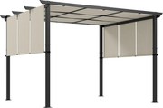 Outsunny pergola kb. 3,58 x 2,97 m állítható tetővel — önálló acél teraszárnyékoló a kertbe, bézs | Aosom