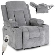 Elektromosan Vezérelhető Masszázsfunkciós Relaxfotel Sötétszürke Szövet Kárpittal. BOX 2