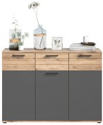 Mason 3 ajtós komód nox tölgy - bazaltszürke