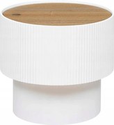 Dohányzóasztal tárolórekesszel, kerek, fehér Ø38,5cm