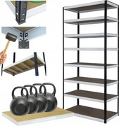 Tárolószekrény fém állvány Helios 270x120x35cm 8Px400kg Tömör