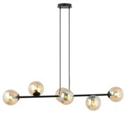 Csillár zsinóron ROSSI 6xE14/10W/230V fekete/bézs