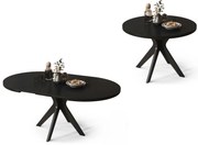 Mazzoni RENZO Fekete - KEREK ASZTAL Ø110 180 cm-re BŐVÍTHETŐ | A KONYHÁBA ÉTKEZŐBE NAPPALIBA RETRO