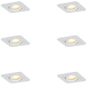 6 darabos, lekerekített, süllyesztett spotlámpa szett, fehér, GU10 50mm, forgatható és dönthető, IP44 - Alberto