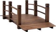 Outsunny Kerti Híd Fás Híd Rámpával Tóhoz 181 kg Teherbírású Dekoratív Híd Teraszra 152,5x67x48 cm Égetett Fa | Aosom