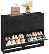 Cipősszekrény 4 lehajtható rekesszel 24 x 105,5 x 83 cm, fekete