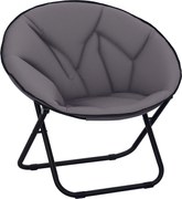 Outsunny Összecsukható Hold Szék - Hold Lemez Szék Oxford Szövet Üléssel és Fém Lábakkal - 120 kg Teherbírás - 80x80x75 cm - Szürke | Aosom