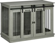 PawHut Kutyaketrec Bútor Két Szobás Opcióval, 2 Ajtós Modern Fém Kutyás Doboz Benti Használatra, Kutyaotthon Nagy Kutyák Számára 30 kg-ig, Kutyaház 12