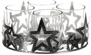 Adventi Csillag gyertyatartó üvegpoharakkal, fém, ezüst