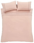 Rózsaszín kétszemélyes-hosszabbított ágyneműhuzat 230x220 cm Broderie Anglaise – Catherine Lansfield